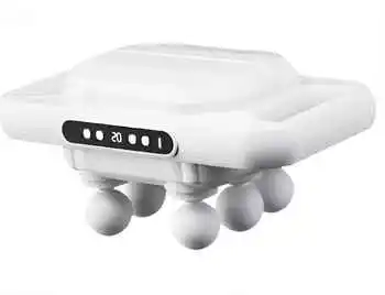Massageador elétrico corporal branco com display digital e seis esferas de massagem rotativas.